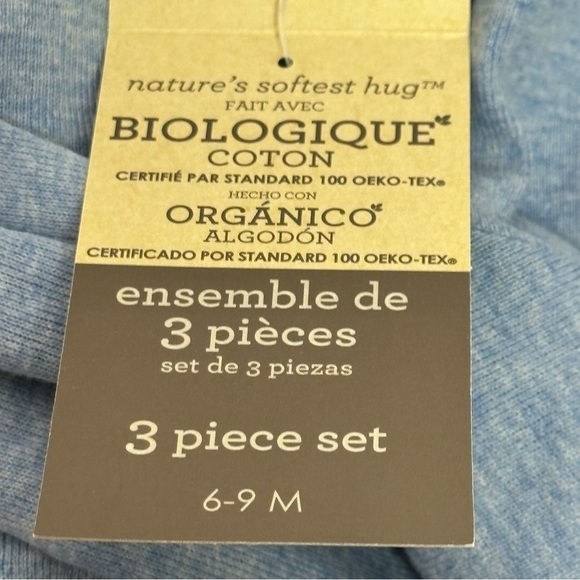 Just Born 6/9 Months 3 Piece Sleep Set Top Bottoms Hat Infant Pajamas NEW - Picture 7 of 8